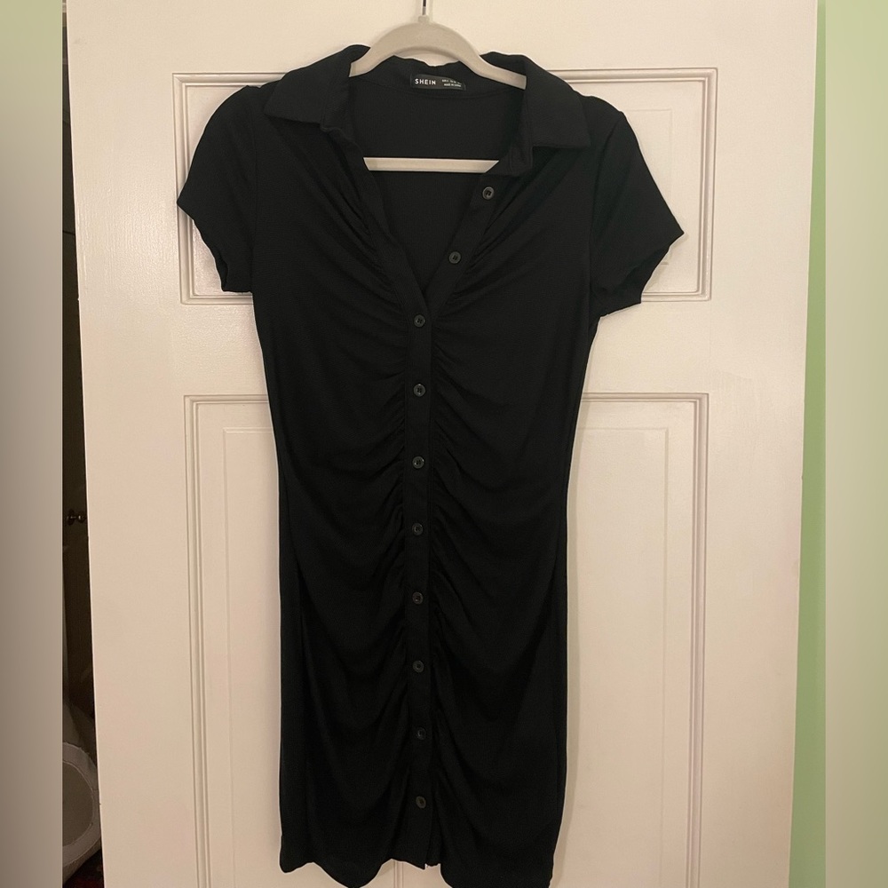 Shein Button Format Ruched Bodycon Dress